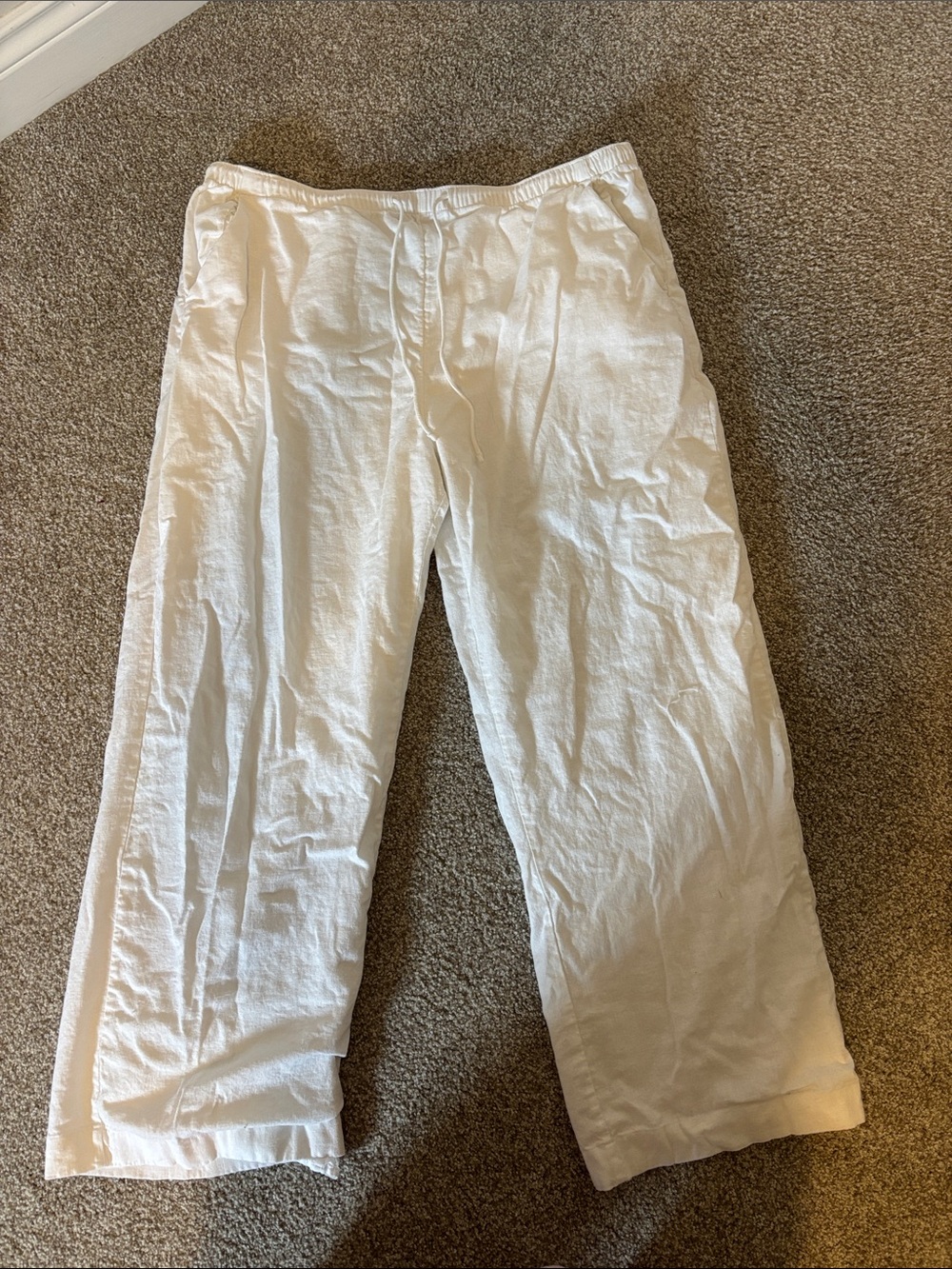Abercrombie & Fitch  White Linen Drawstring pants